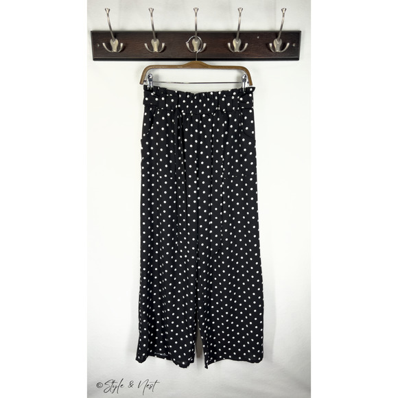 Women's High Waisted Polka Dot Flare Pants Coquette Preppy Y2K Size Large - Picture 2 of 5